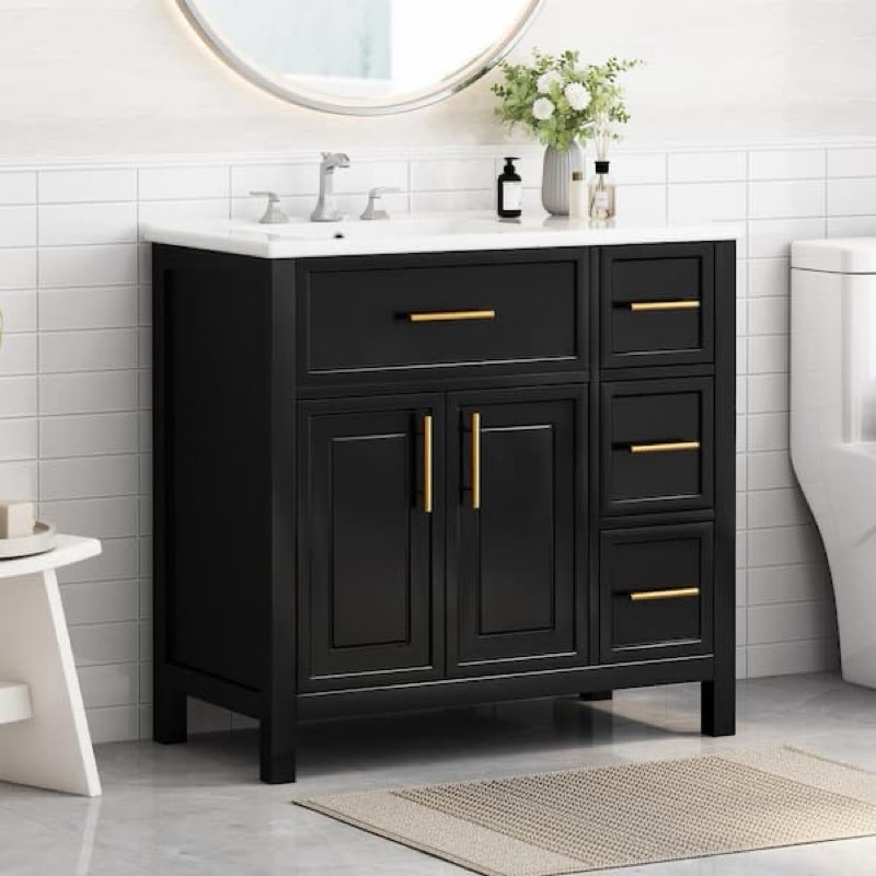 36" w x 18.3" d x 33.9" h single bathroom vanity