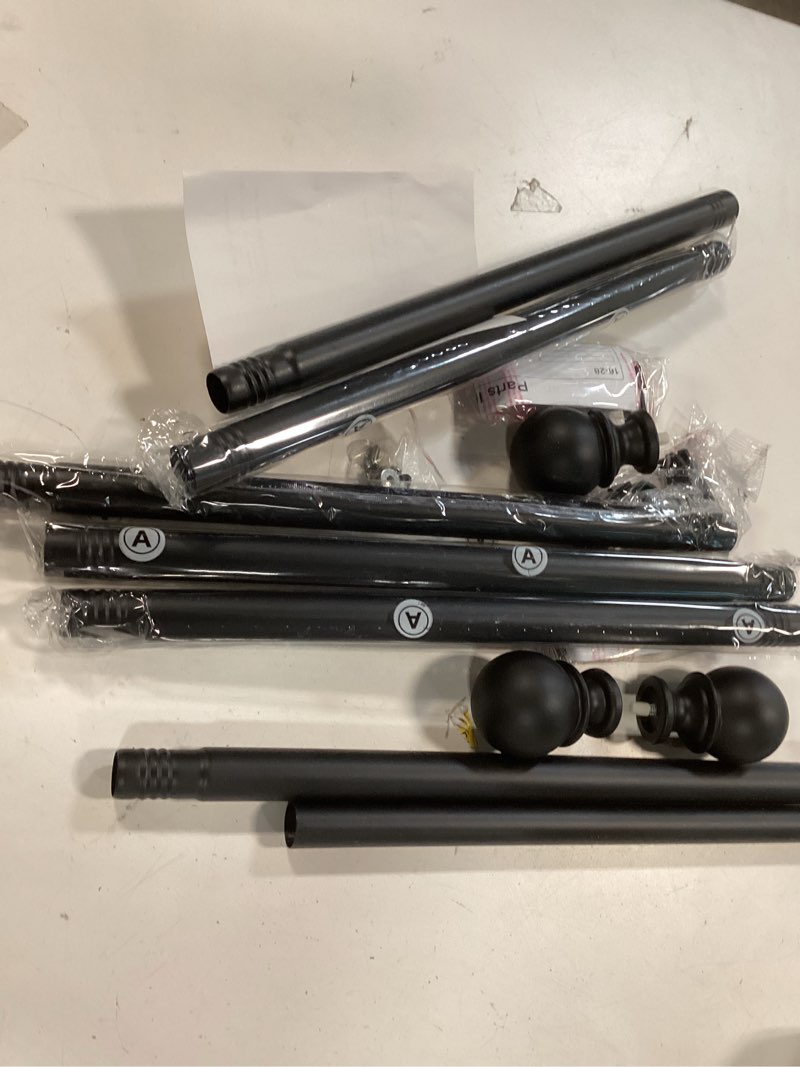 Condition photo showing As Is for Zeerobee Curtain Rods for Windows 72 to 144, 1 Inch Adjustable Heavy Duty Black Curtain Rod, Outdoor Indoor Room Divider Modern Drapery Pole, 72-144" 32"-144" Black