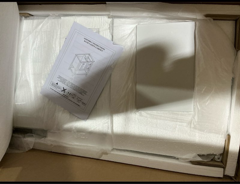 Condition photo showing Good Condition for Bituman 30 Inch Bathroom Vanity Base Only, Modern Bathroom Cabinet with 2 Doors and Storage Drawers Solid Wood Bathroom Vanity Cabinet Without Sink, White