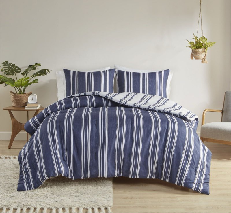 Cobi Striped Reversible Comforter Set Size: King/Cal King Comforter + 2 King Shams