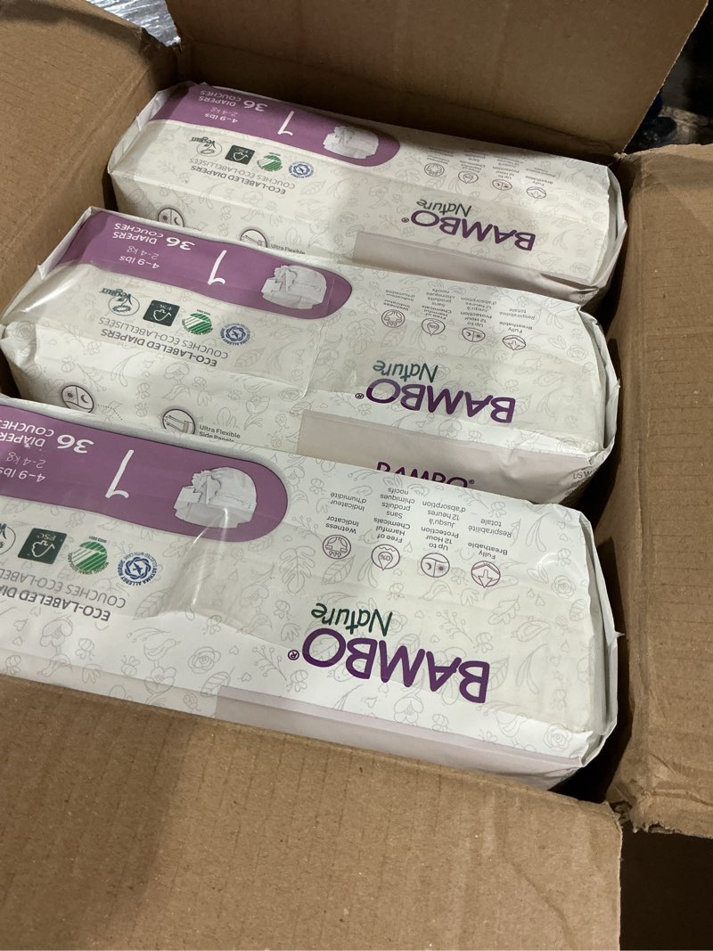 Condition photo showing Good Condition for Bambo Nature Hypoallergenic Baby Diapers, Eco-Labelled Sustainable Diapers, Enhanced Leakage Protection, Totally Chlorine-free, Skin Friendly, and Super Absorbent - Size 1 (36 Count) Size 1 36