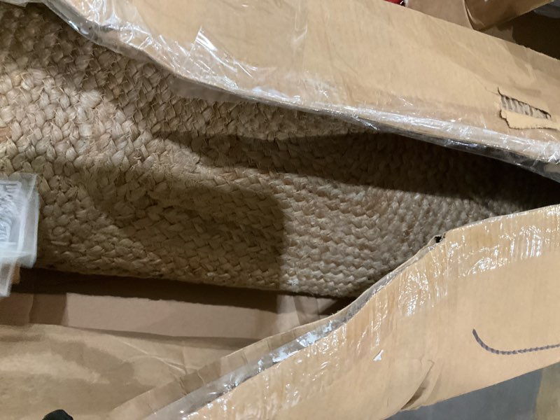 Condition photo showing As Is for rugs usa juniper natural/ivory, 5' x 8', hand braided, tiled, jute, soft and textured, high traffic, stain resistant, easy clean, durable area rug for bedroom, living room, dining, den, foyer 5' x 8' (rectangular) natural