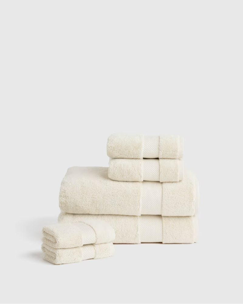 Quince Turkish Ultra Plush Bath Towel Bundle,color ivory