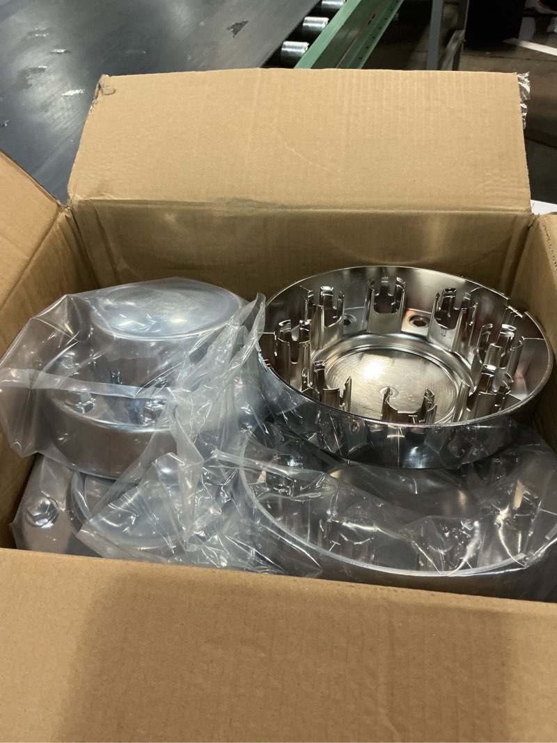 Condition photo showing Good Condition for front & rear chrome dually wheel center hub caps cover compatible with dodge ram 3500 2011 2012 2013 2014 2015 2016 2017 2018 with aluminum wheels replaces 68081010aa, 68081015ac (4pcs)