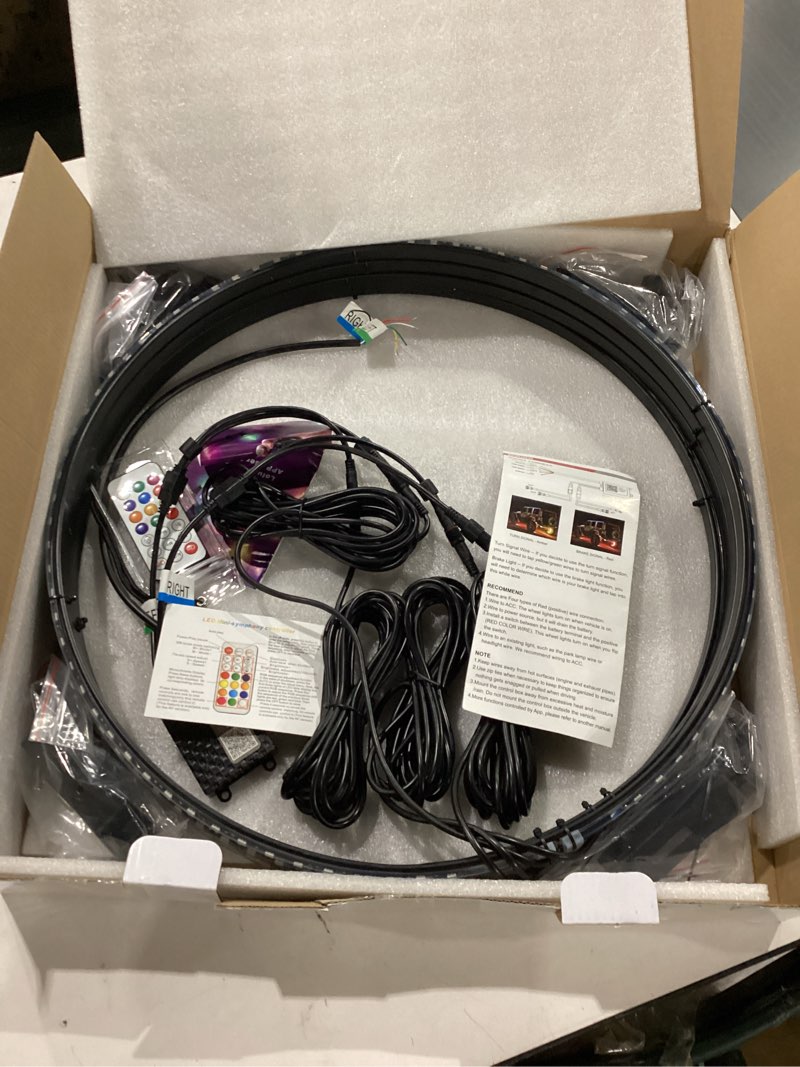 Condition photo showing New/Like New for Nilight 4PCS 17.5inch LED Wheel Ring Lights RGB with APP and Remote Control Neon Lights Million Colors w/Turn Signal and Braking Function for Car Van SUV Truck