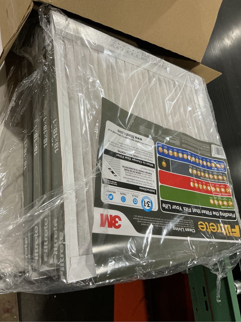 Condition photo showing Good Condition for filtrete 18x18x1 air filter, mpr 300, merv 5, clean living basic dust 3-month pleated 1-inch air filters, 6 filters, white
