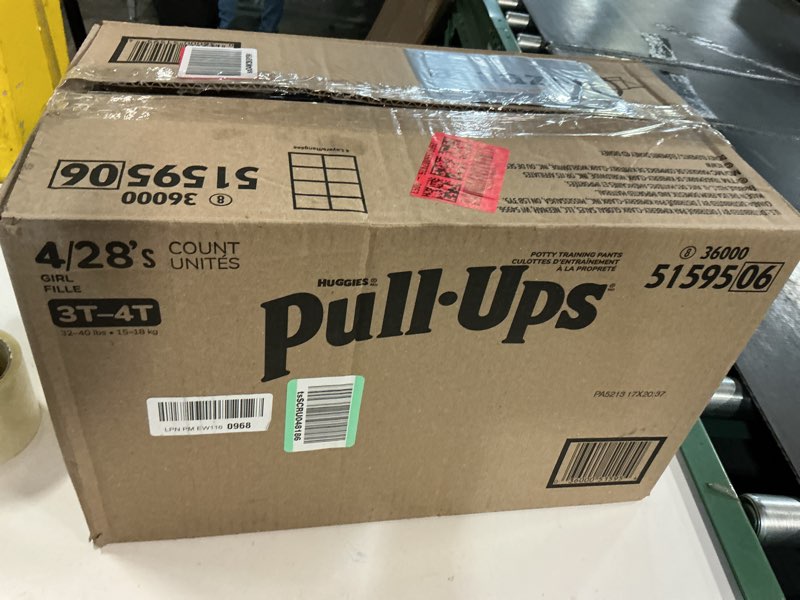 Condition photo showing New/Like New for ((Size 3T-4T ))Pull-Ups Girls' Potty Training Pants, Training Underwear (32-40 lbs), 112 Count (4 Packs of 28) 