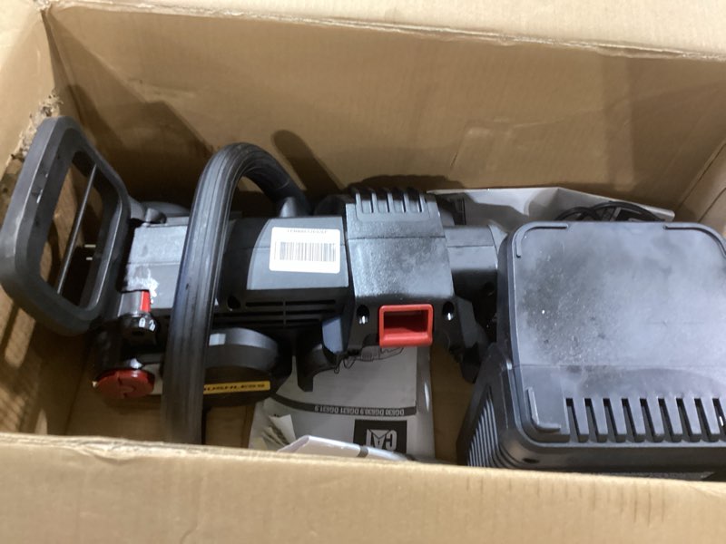 Condition photo showing As Is for cat dg630 60v brushless 16” chainsaw, battery chainsaw with tool-free chain tensioning, electric chainsaw cordless with chain brake for safety – battery & charger included chainsaw 60v 16" chainsaw with brushless motor