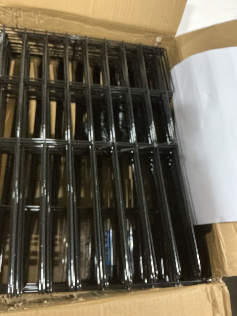 Condition photo showing As Is for 25 panels garden fencing animal barrier, 17in (h) x 27ft (l) no dig dog fence, 1.25 in gap fence border for dogs rabbits, rustproof metal decorative fences blocker for outdoor, yard, patio 25pack,27ft(l)x17in(h) black