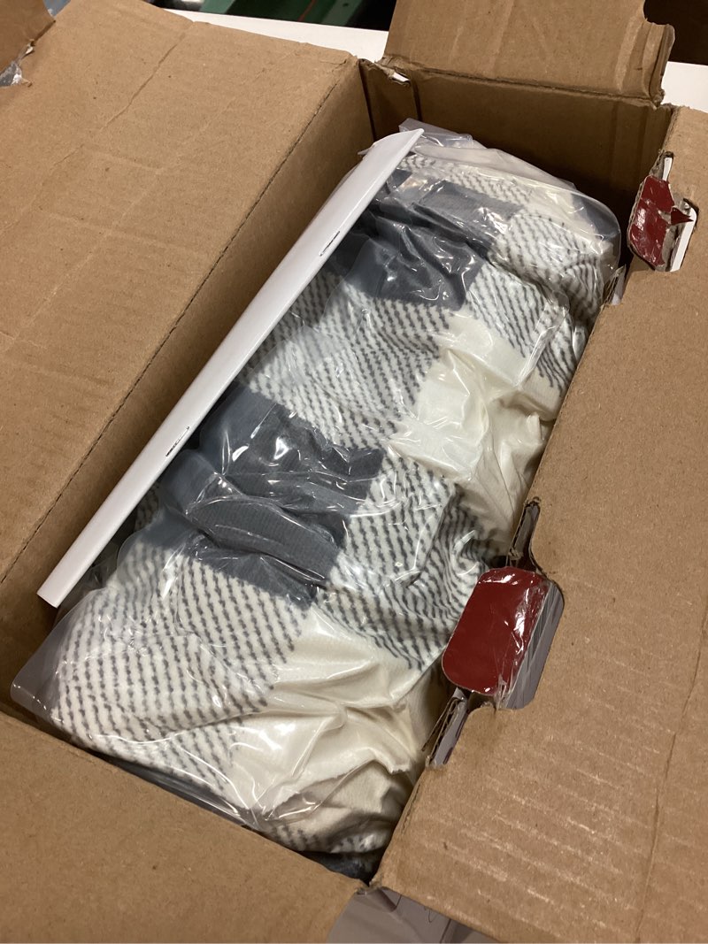 Condition photo showing New/Like New for Homemate Electric Blanket Heated Throw - 50“x60“ Ultra Soft Cozy Flannel Heating Blanket with 10 Fast Heat Levels 8 Hours Auto Off Over-Heated Protection ETL Certification Keep Warm in Home Office Grey-white 50"x60"Inch