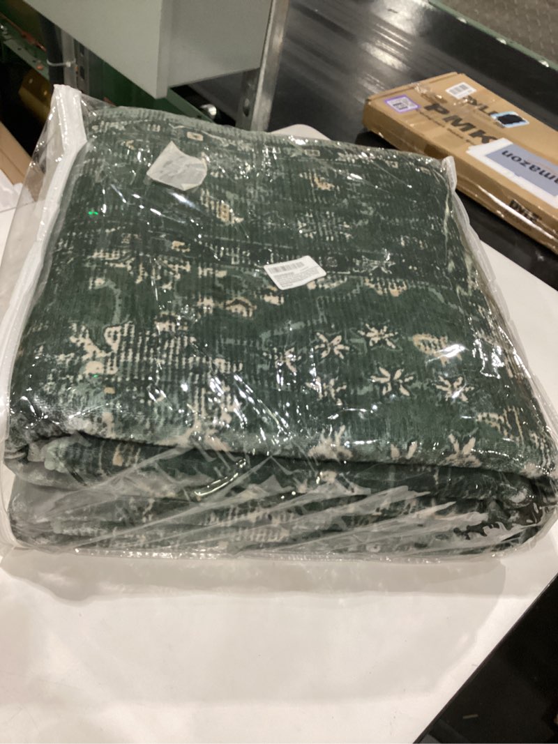 Condition photo showing New/Like New for limon home dark green washable area rug 6x9,olive green distressed large rugs for living room bedroom,moody floral boho vintage oriental indoor carpet for dining room,forest green rug green 6' x 9' (rectangular)