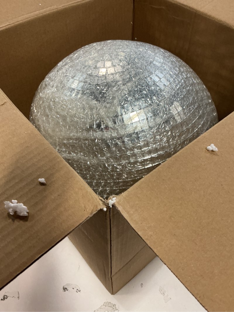 Condition photo showing Good Condition for Disco Ball 12-Inch – Large Hanging Mirror Ball Disco Ball Decor for Disco Party Decorations, Weddings, Events, Disco Christmas Decor, and Home Celebrations