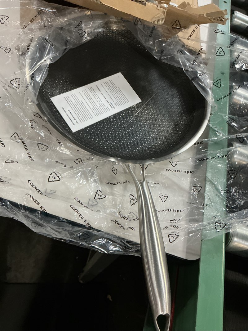 Condition photo showing Good Condition for COOKING KING 12-Inch Stainless Steel Pan, Hybrid Nonstick Frying Pan, Skillet, 3-Ply Clad Cookware, Even Heat Distribution, Dishwasher & Oven Safe, with Stay-Cool Handle, Induction Compatible Stainless Steel 12 Inch