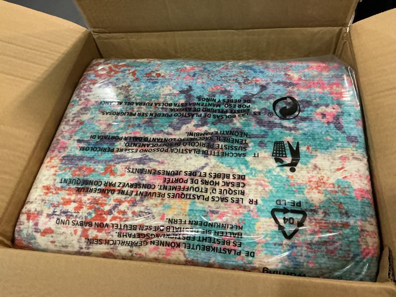 Condition photo showing New/Like New for Rugflix 8x10 Area Rugs for Living Room, Washable Large Multicolor Rug Stain-Resistant Low Pile, Modern Carpet for Dining Room Home Office Kid Room Nursery Bedroom, Colorful Rainbow Rainbow 8' x 10' (Rectangular)