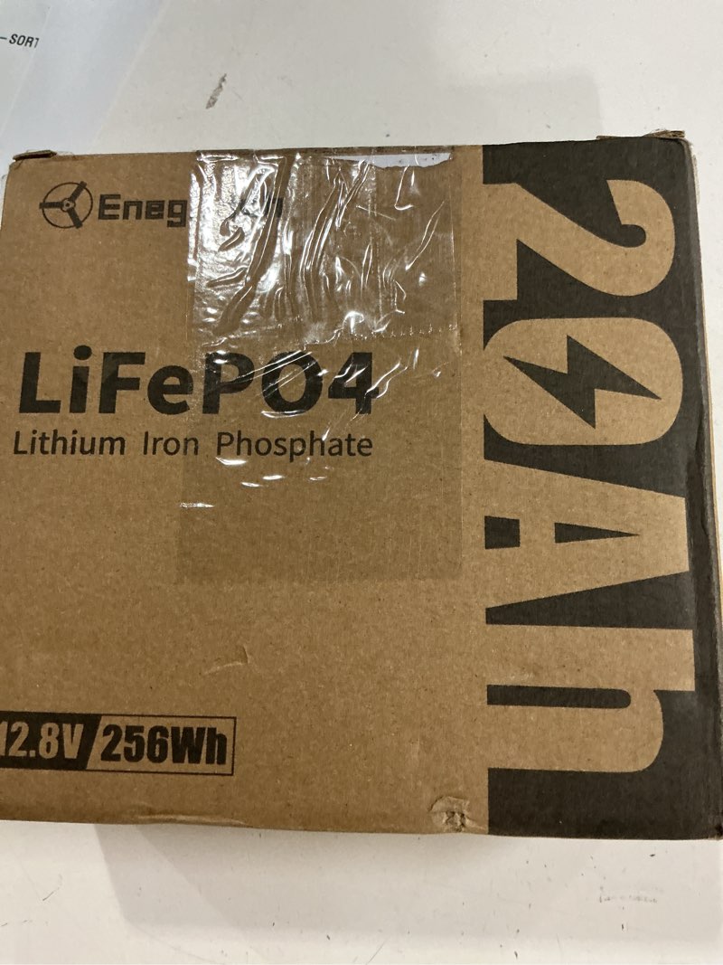 Condition photo showing As Is for 12v 20ah lifepo4 lithium battery, 2000+ deep cycles rechargeable battery, perfect for solar power, outdoor camping, fish finders, lighting, ham radio, small ups and more, built-in 20a bms