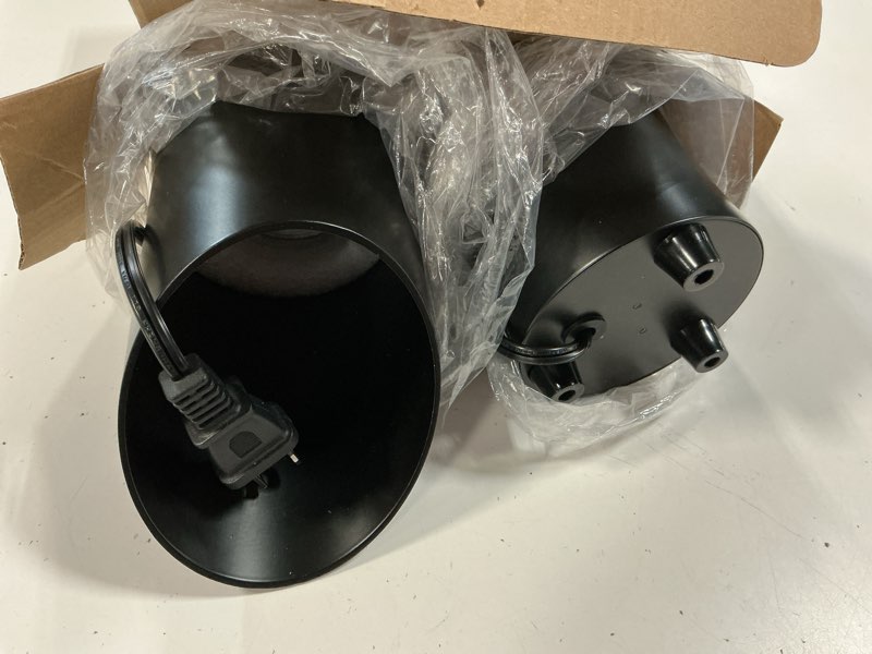 Condition photo showing Good Condition for sunvie 2 pack up lights indoor floor can light uplighting indoor spotlight with 2700k gu10 bulb accent lighting floor uplighting for home plant picture, ul listed 5.9 ft plug cord & foot switch 2 pack black