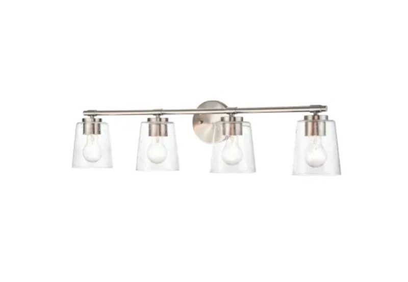 4 Light 34" Wide Bathroom Vanity Light with Clear Glass Shades