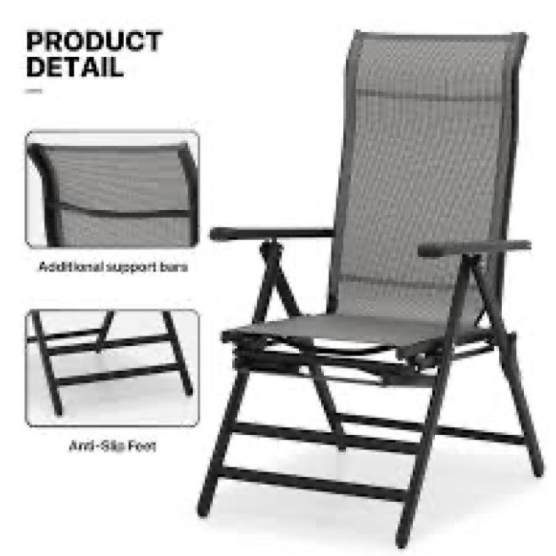 Adarius Folding Lounge Chairs, Extra Wide Adjustable Reclining Chairs with Retractable Footrest