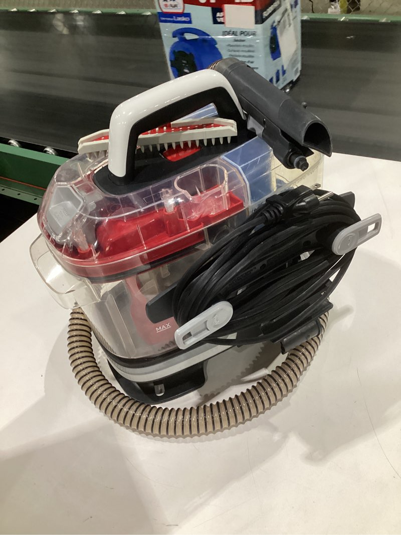 Condition photo showing As Is for (used, not tested)hoover cleanslate plus portable carpet + upholstery spot cleaner machine, powerful suction with versatile tools, pet stain remover, car and auto detailer, pair with hoover carpet cleaner solution