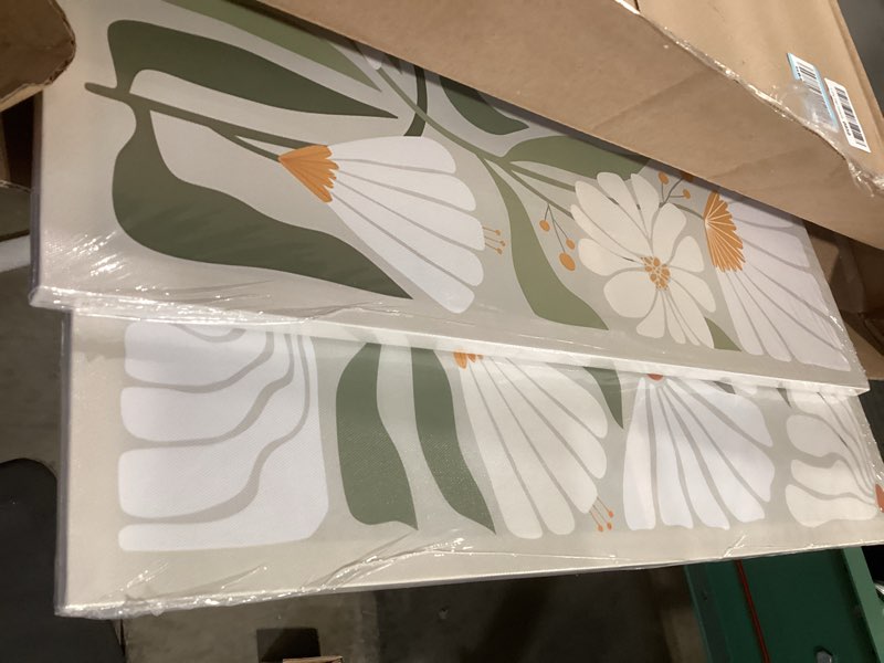 Condition photo showing New/Like New for 2 Pcs Boho Wildflowers Canvas Wall Art Green Bohemia Abstract Floral Botanical Painting Picture Wall Decor Poster Print Artwork for Living Room Bedroom Bathroom Home Decoration Canvas 16x24in