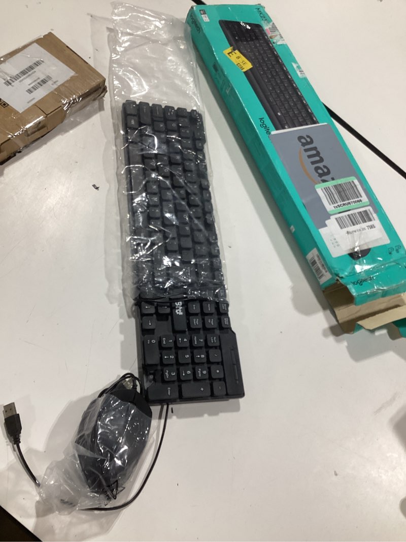 Condition photo showing As Is for logitech mk235 wireless keyboard and mouse combo for windows, 2.4 ghz wireless unifying usb receiver, 15 fn keys, long battery life, compatible with pc, laptop