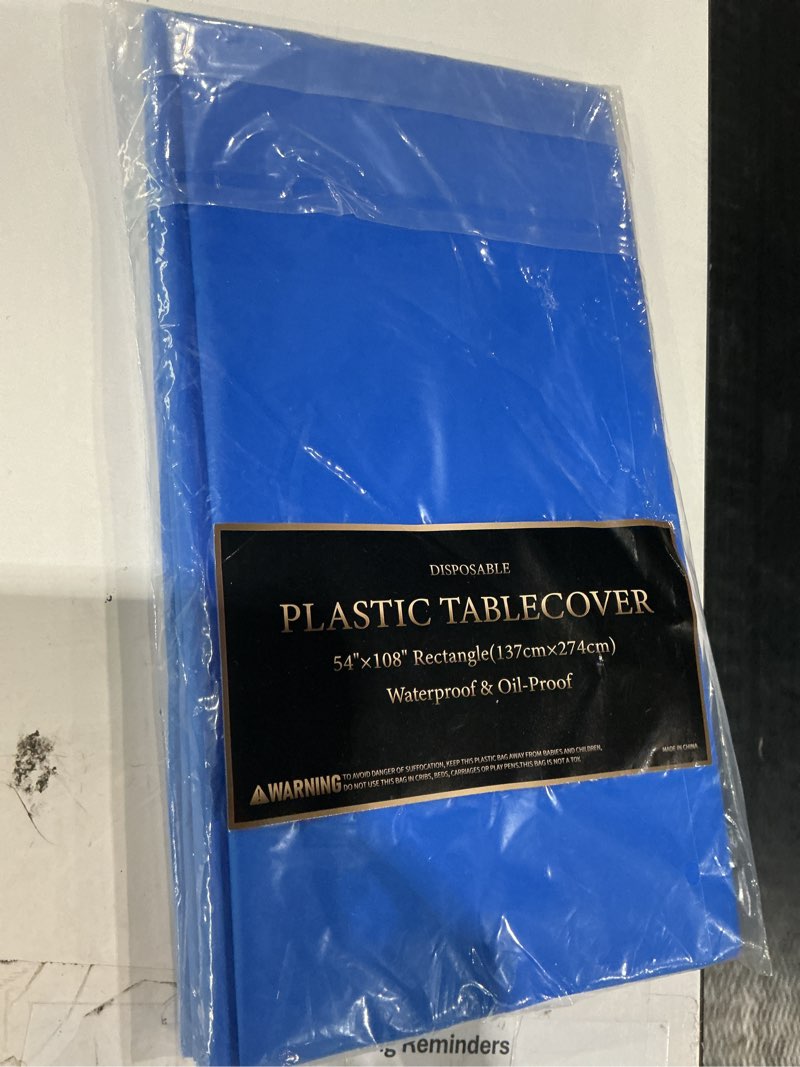Condition photo showing Good Condition for 4 pack royal blue disposable tablecloth, 54×108 inches waterproof plastic rectangle table cover, leakproof & sturdy table cloth for for thanksgiving, veterans day, holiday party decoration royal blue 54"x108" - 4 packs