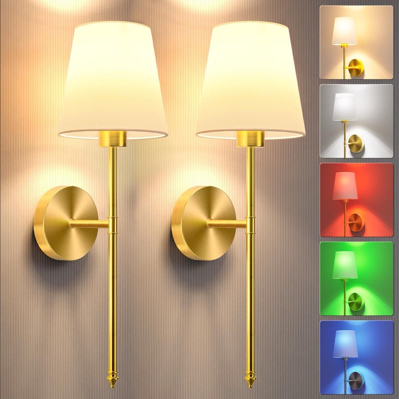jofios battery operated wall sconce set of 2,gold wireless wall sconce with 5200mah dimmable detacha