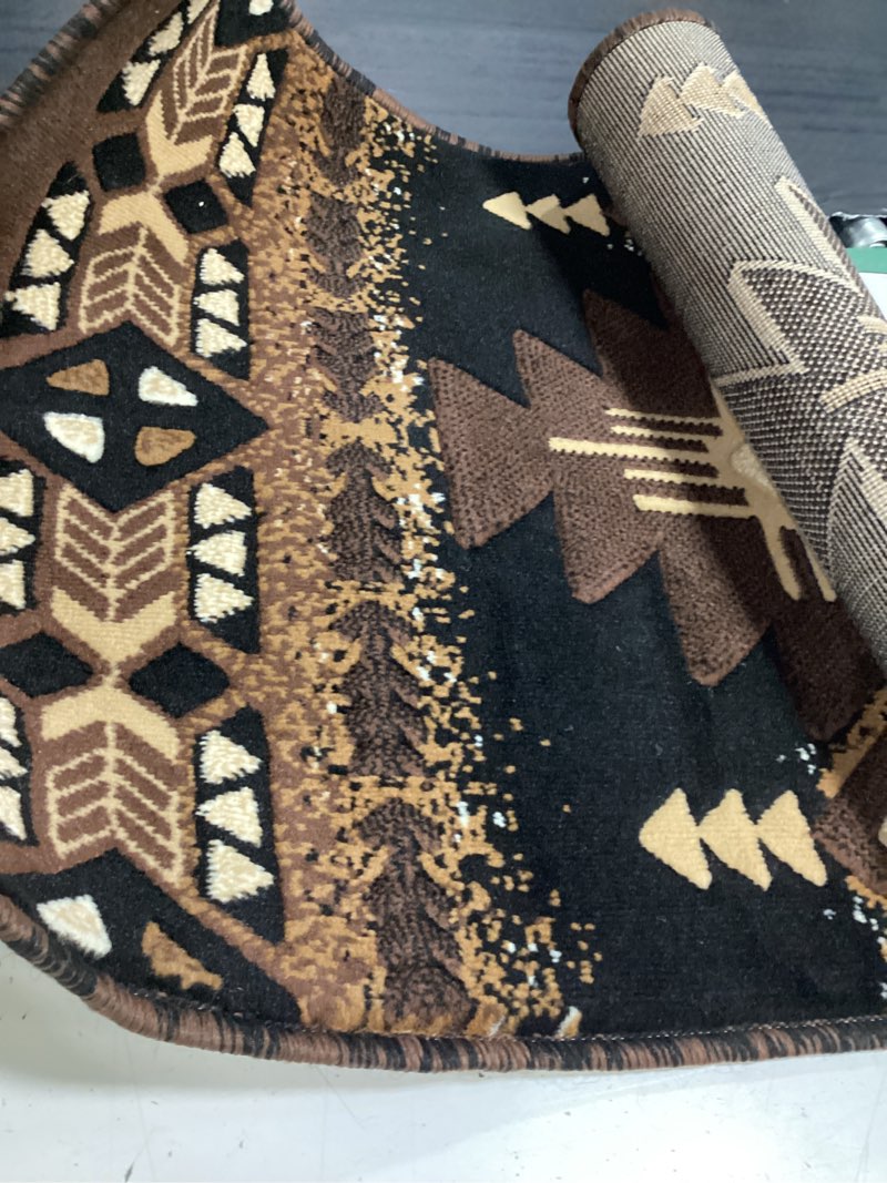 Condition photo showing Good Condition for yhsf south west native american area rug c318 - easy clean, thick, soft, durable native tribal american indian inspired rug for bedroom/living room and more - black, 16 inches x 28 inches black 1'4" x 2'4" (rectangular)