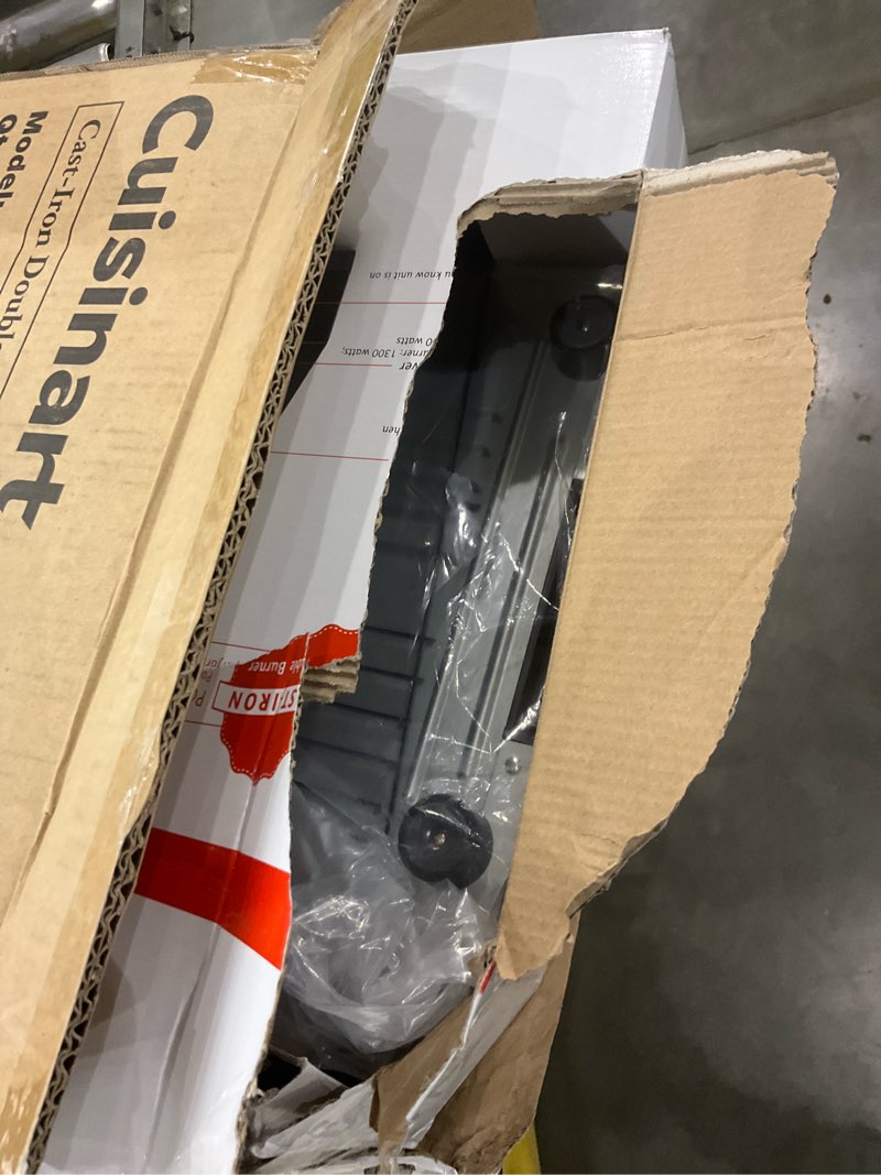 Condition photo showing As Is for Cuisinart CB-60P1 Countertop Double Burner, Stainless Steel/Black Cuisinart Cast-Iron Double Burner