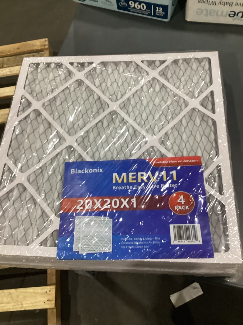 Blackonix 20x20x1 Air Filter 4-Pack – MERV 11 HVAC & Furnace Filters for AC Units – Pleated Electros