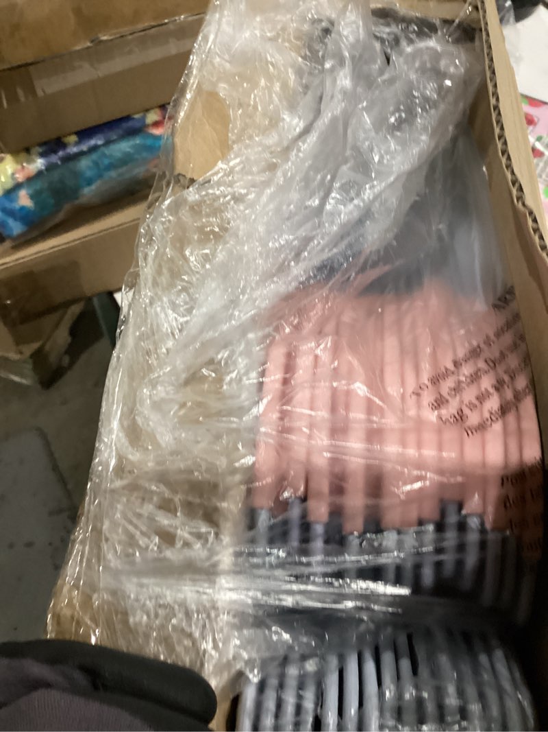 Condition photo showing Good Condition for Pack of 30 Coat Hangers, Space-Saving Plastic Clothes Hangers, Non-Slip, 0.2 Inches Slim, 360° Swivel Silver Hook for Shirts, Pants, Suit & Wet/Dry Garments, Pink and Dark Gray Pink + Dark Gray 30Pack