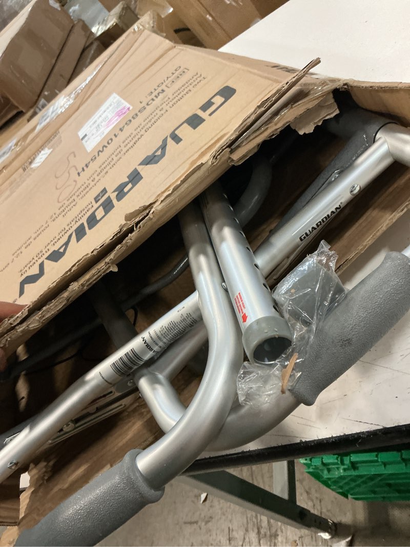 Condition photo showing Good Condition for medline two-button folding walker for seniors, 5" wheels, 32.5" to 38.5" height, 300-lb. capacity metallic 1 count (pack of 1)