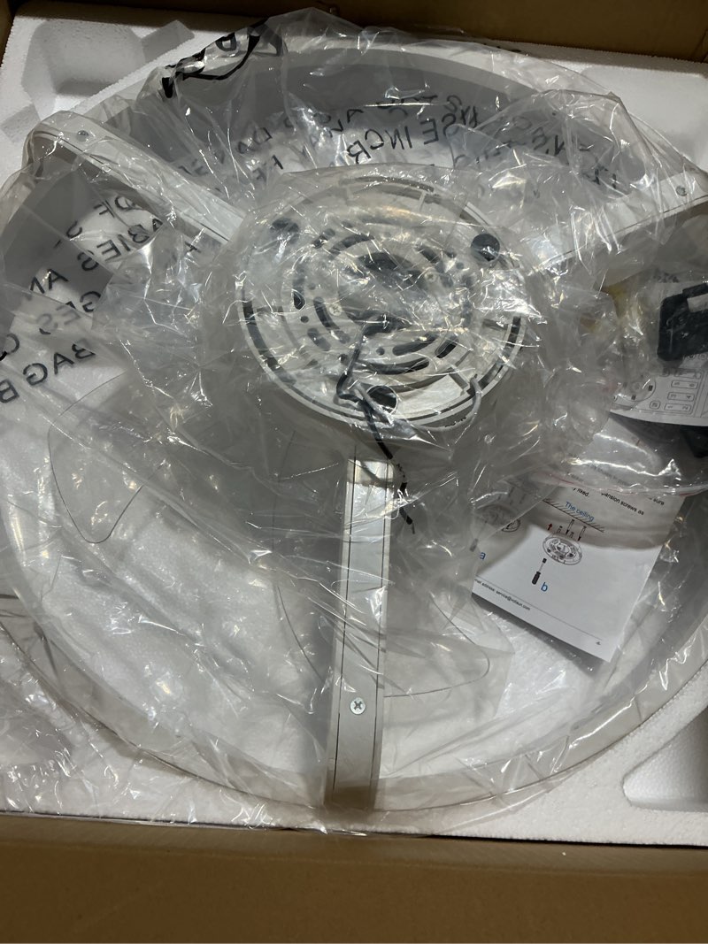 Condition photo showing Good Condition for volisun low profile ceiling fans with lights and remote, 20in fandelier ceiling fan flush mount, 3000k-6500k smart bladeless led fan light, white modern ceiling fans with lights for bedroom white 20 inch