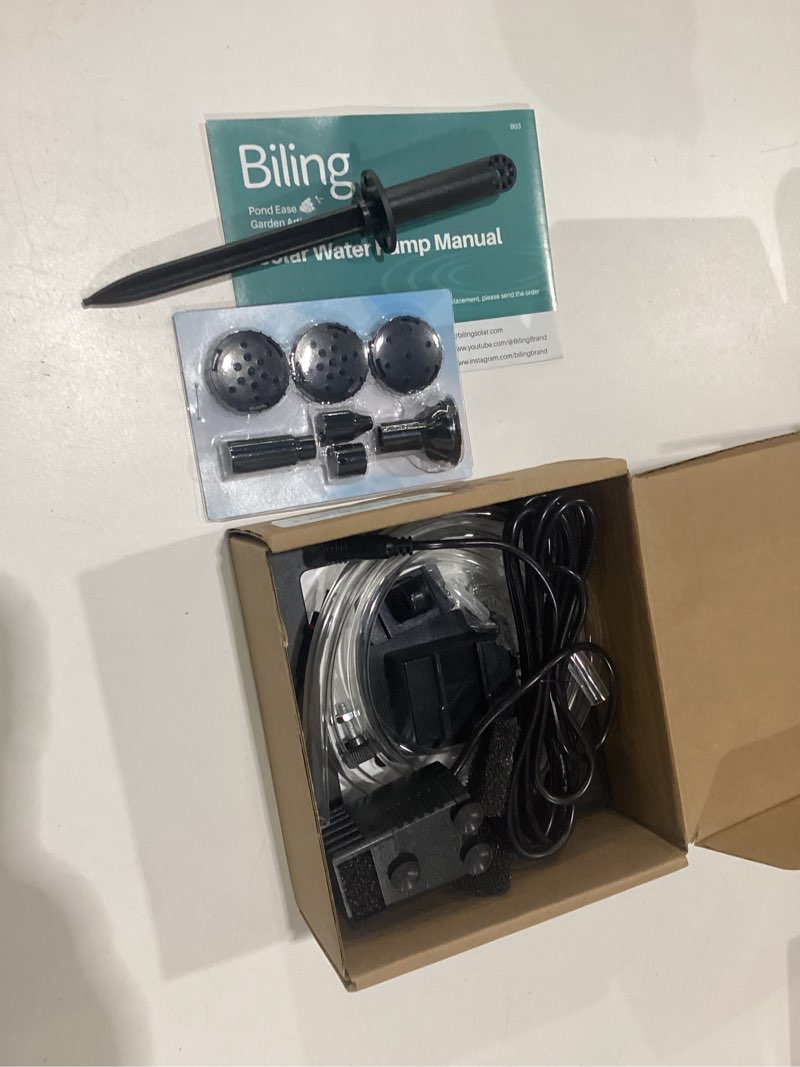 Condition photo showing New/Like New for biling solar fountain for bird bath, solar panel kit outdoor solar water pump with 4ft tubing for hummingbird bath, small pond and fish tank 2.5w