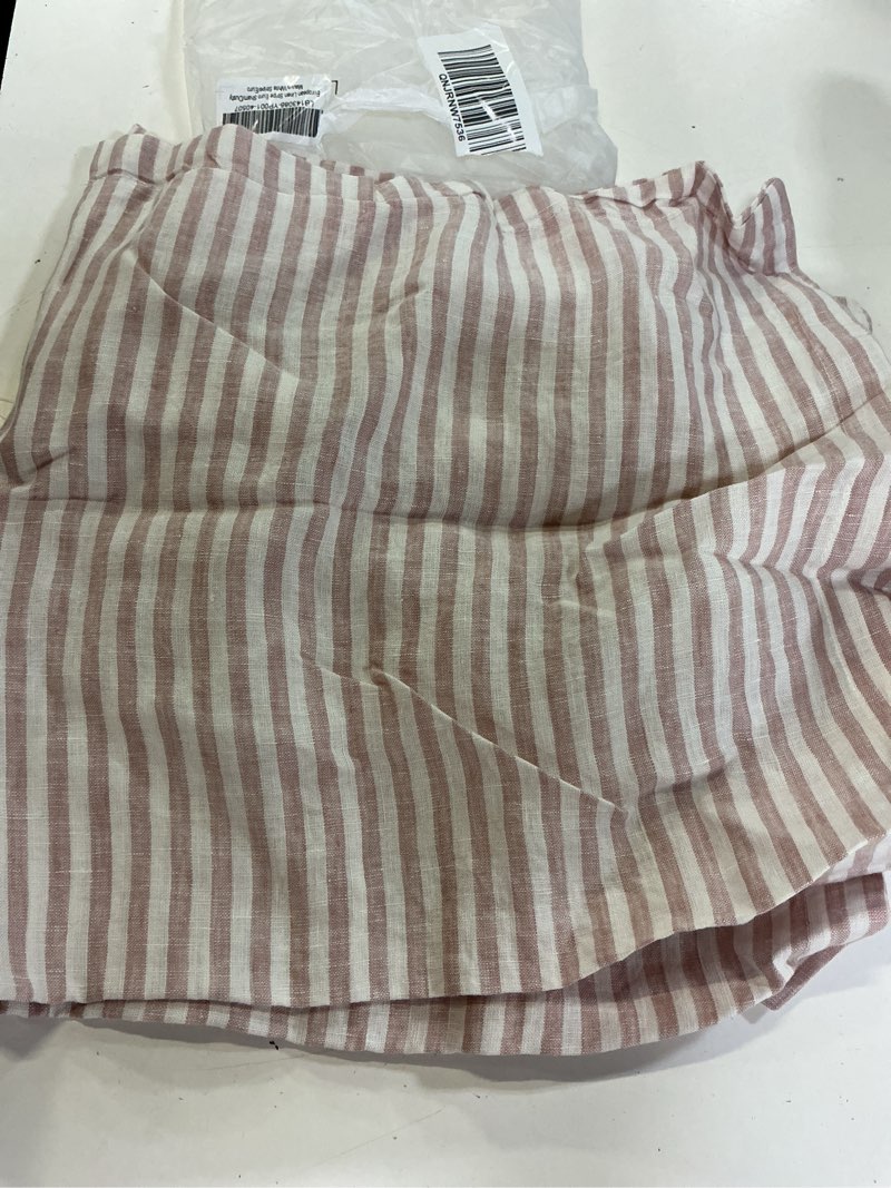 Condition photo showing Good Condition for european linen stripe euro sham, euro, dusty mauve/white stripe