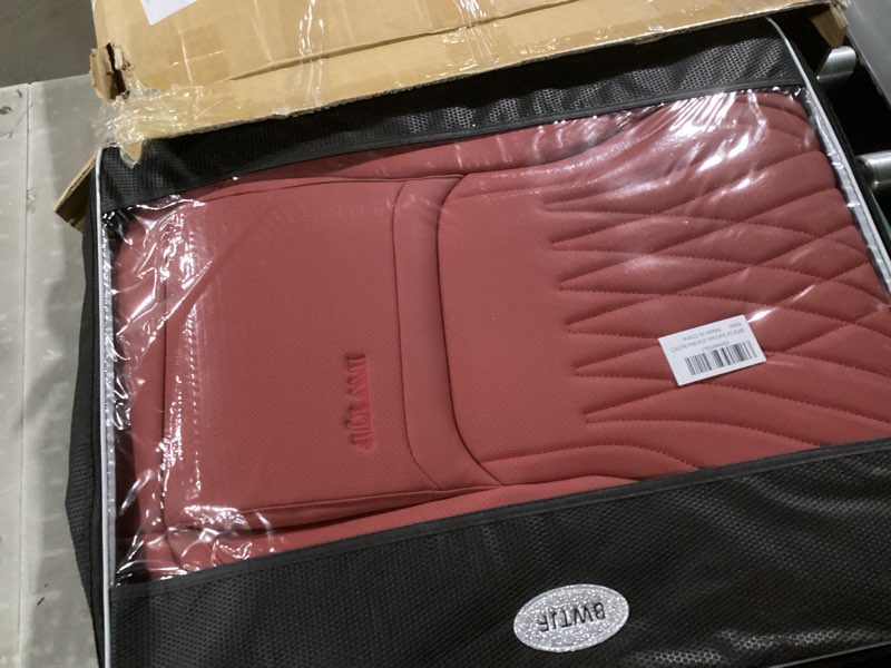 Condition photo showing New/Like New for universal front car seat covers 2-piece set | leatherette seat protectors | waterproof fit for sedans, suvs, trucks (wine red) wine red front pair