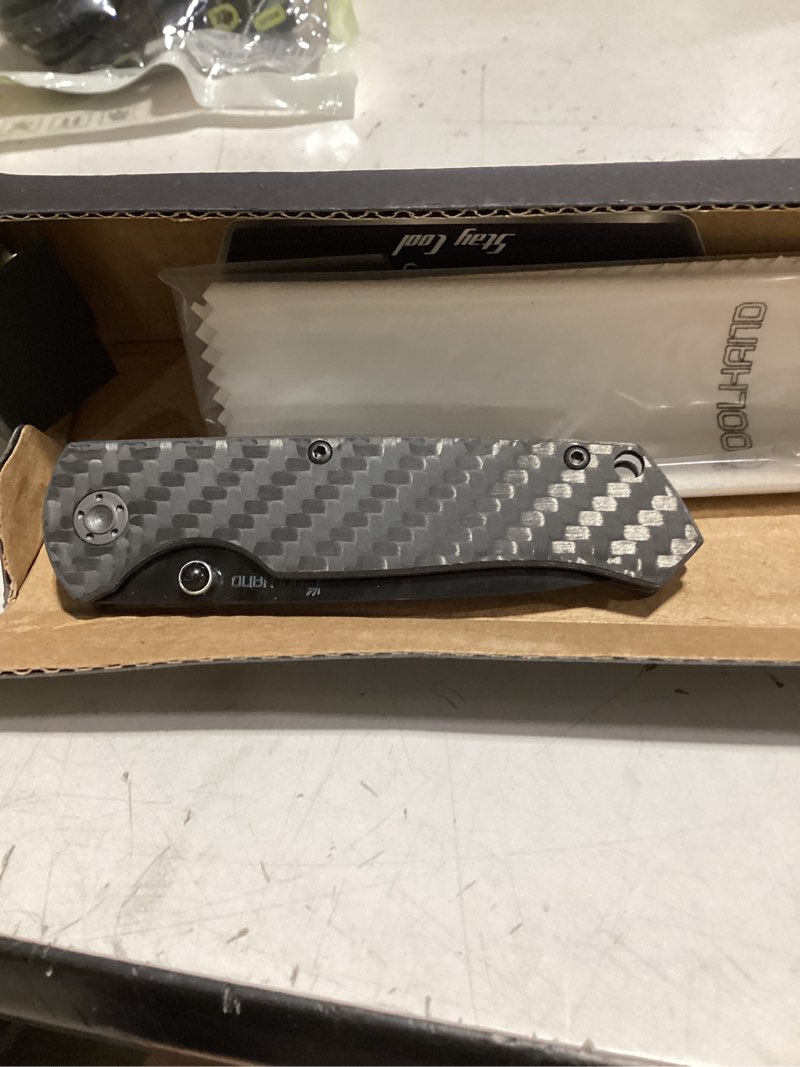 Condition photo showing Good Condition for cool hand 3'' super light folding pocket knife, liner lock, 2'' damascus blade with carbon fiber scale