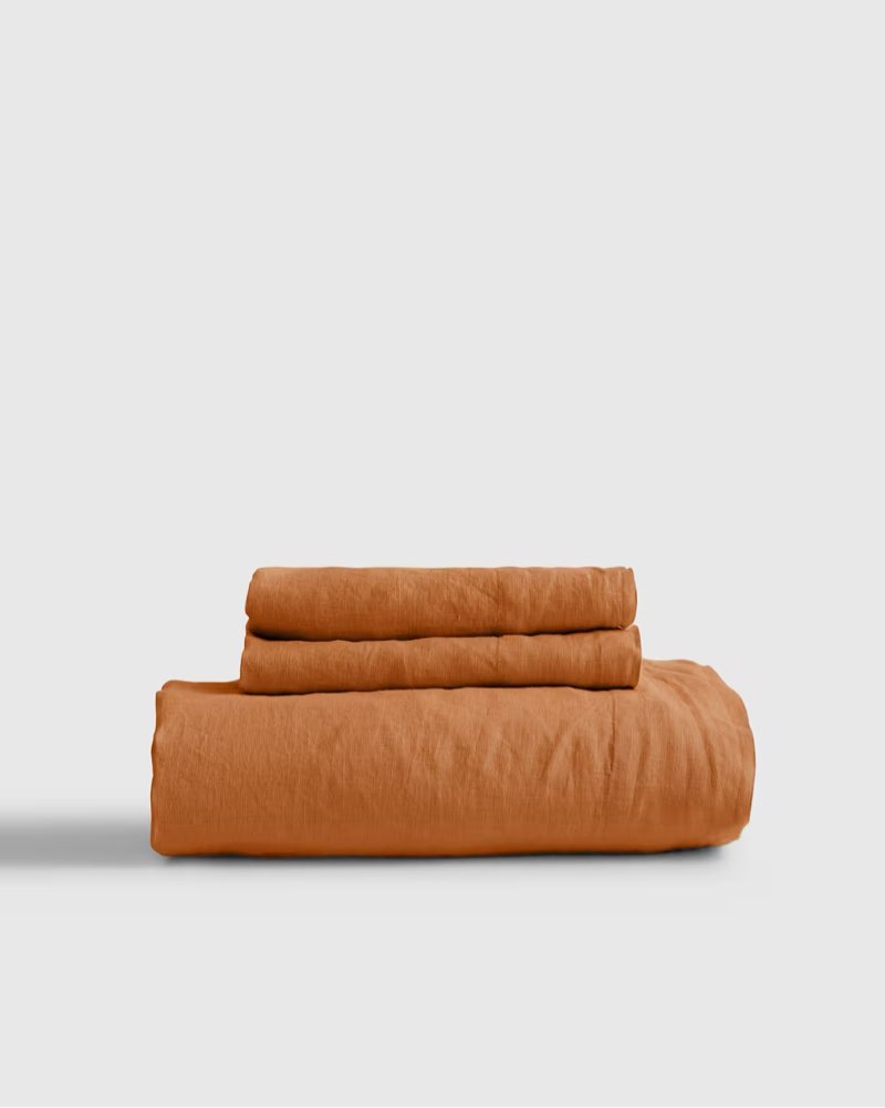european linen fitted sheet set terracotta king 