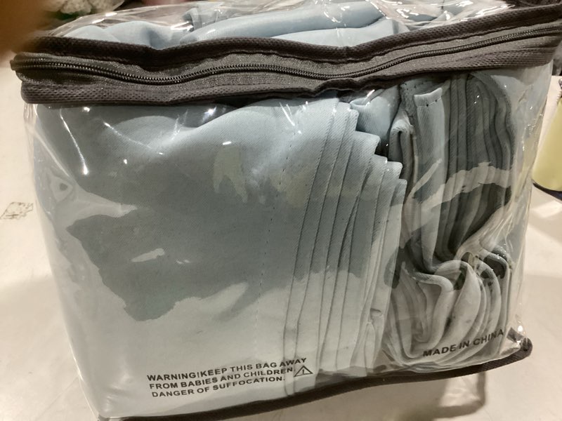 Condition photo showing New/Like New for SHINELAND 108 Inch Coastal Blue Curtains Blackout,Powder Blue High Ceiling Tall Curtain for Living Room Track System Large Window 2 Panel Set 52"W x 108"L (Pack of 2) Light Blue