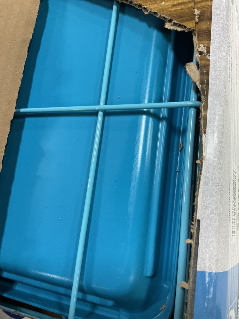 Condition photo showing Good Condition for blue dog crate | midwest icrate 24  blue folding metal dog crate w/ divider panel  floor protecting feet & leak proof dog tray | 24l x 18w x 19h inches  small