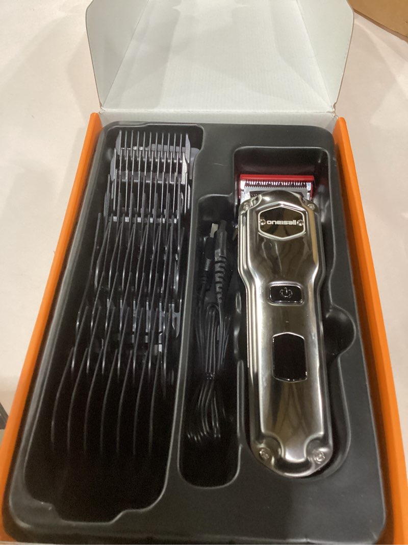 Condition photo showing As Is for oneisall dog clippers for grooming for thick heavy coats/low noise rechargeable cordless pet shaver with stainless steel blade/waterproof dog shaver for dogs pets and animals (sliver) silver