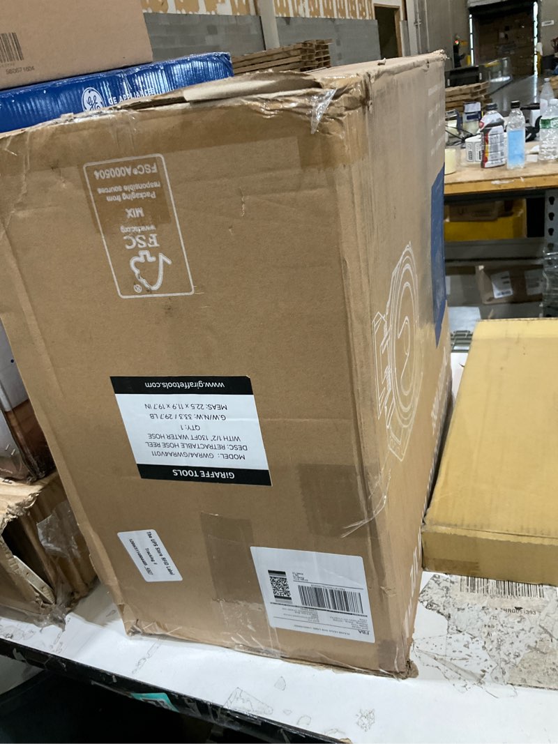 Condition photo showing Good Condition for giraffe tools retractable garden hose reel 1/2 inch x 130 ft, super heavy duty, any length lock, slow return system, wall mounted and 180 deg swivel bracket 1/ 2"130 ft