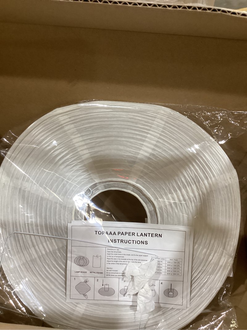 Condition photo showing Good Condition for 2Pack White Oval Paper lanterns 16”, Chinese Japanese paper lantern lights Paper Lamp shade for Home Decor Wedding Birthday party decorations(White-16inch-2PCS)