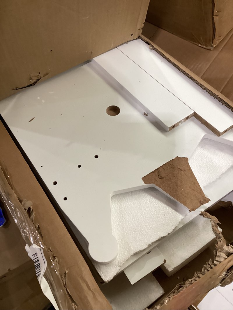 Condition photo showing As Is for UTEX Kids Play Armoire with Mirror, Storage Bins and Closet for Dress Up and Costumes (White)