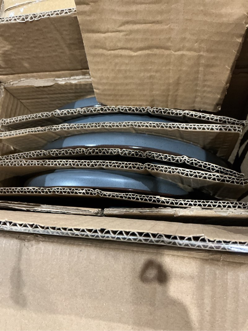 Condition photo showing Good Condition for famiware mercury dinnerware sets with pasta bowls, service for 6 (24 pieces), stoneware plates and bowls sets, microwave and dishwasher safe dishes set, charcoal