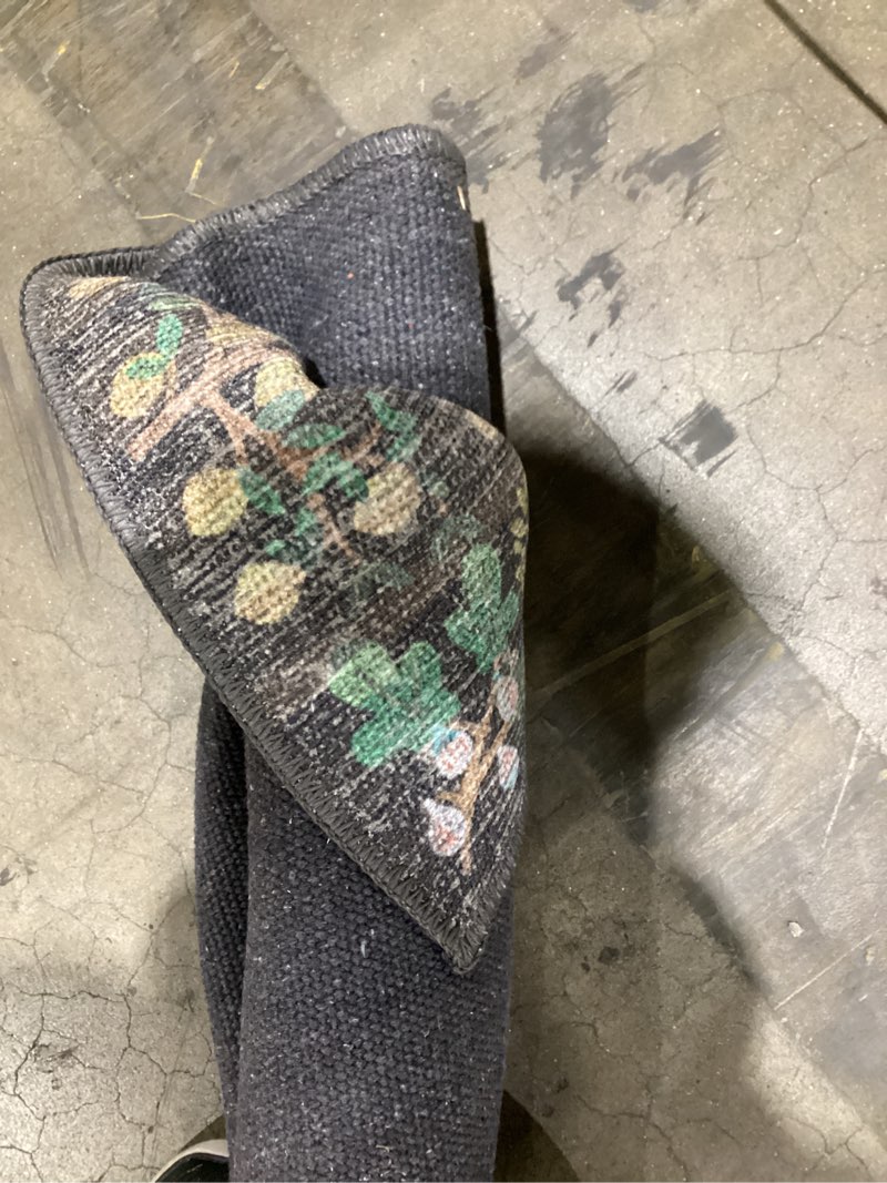 Condition photo showing As Is for loloi rifle paper co. maison collection mao-07 charcoal 3'-9" x 5'-6", .19" pile height, accent rug charcoal 3'9" x 5'6" (rectangular)