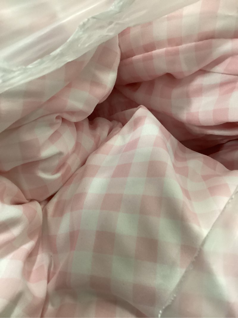 Condition photo showing As Is for Andency Pink Gingham Comforter Set Twin(66x90Inch), Blush Checkered Grid Plaid Buffalo Bed Set for Girls Boys Kids Teens, 2 Pieces Lightweight Microfiber Geometric Preppy Bedding 14 - Gingham - Pink Twin(66*90 in)