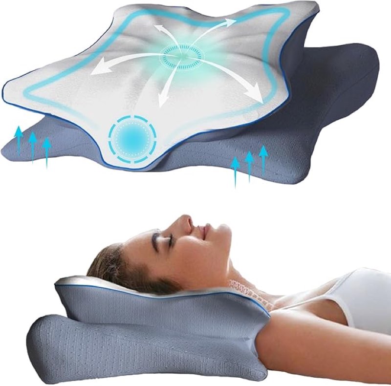 Cervical Pillow,Contour Memory Foam Pillow for Sleeping,Ergonomic Neck Support Pillow for Side,Back and Stomach Sleepers with 1 Extra Free Comfortable and Breathable Pillowcase