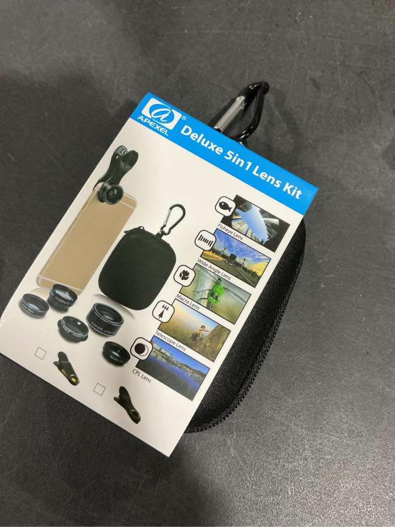 Condition photo showing Good Condition for MIAO LAB 5 in 1 Phone Camera Lens Kit -0.63X Wide Angle Lens & 15X Macro Lens+190°Fisheye Lens/CPL + 2X Telephoto Lens Compatible with iPhone Samsung Sony and Most of Smartphone 5 in 1 Lens Kit