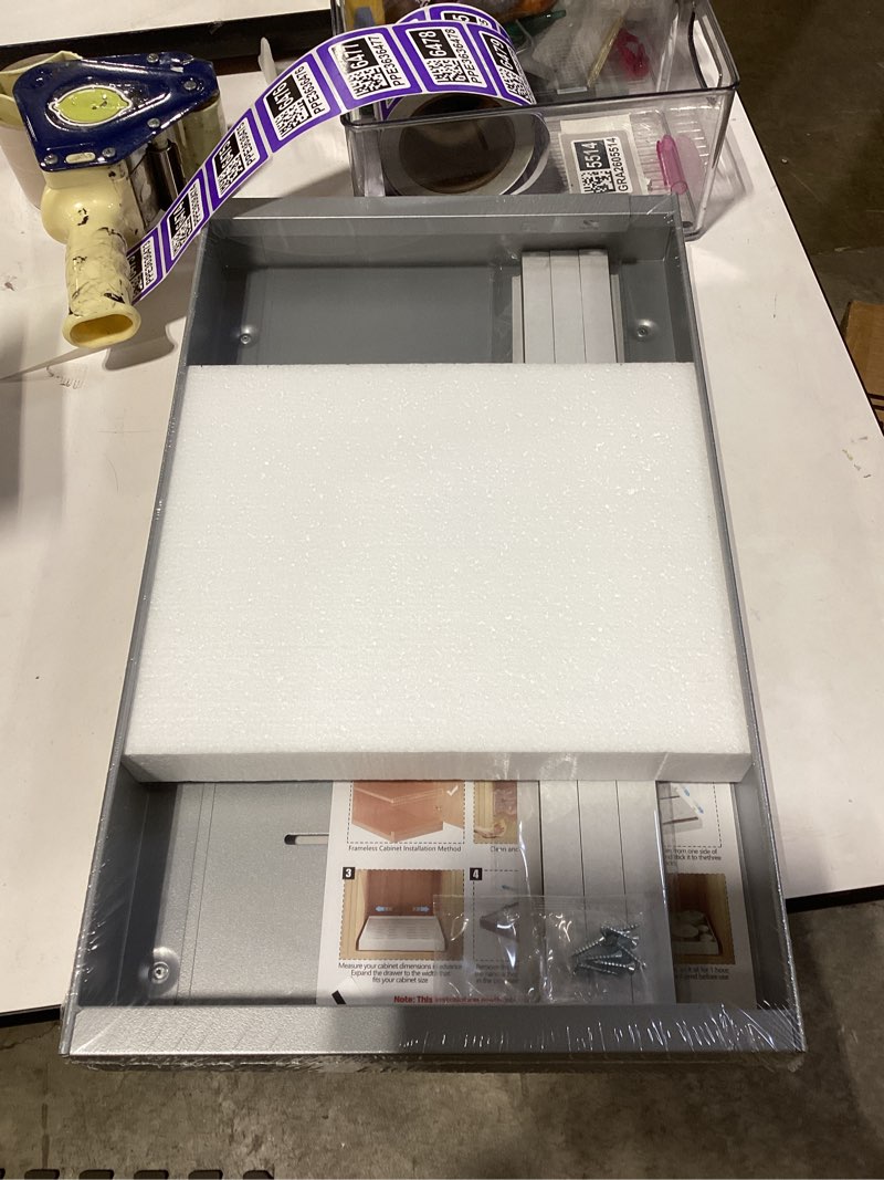 Condition photo showing Good Condition for Golener 2-Tier Expandable Pull Out Cabinet Organizer - Slide Out Drawers for Kitchen Cabinets, Bathroom Organizers and Storage, Under Sink Organizer for Kitchen Storage Organization, White Metal Frame